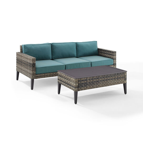 Prescott Outdoor Two-Piece Wicker Sofa Set with Coffee Table, image 3