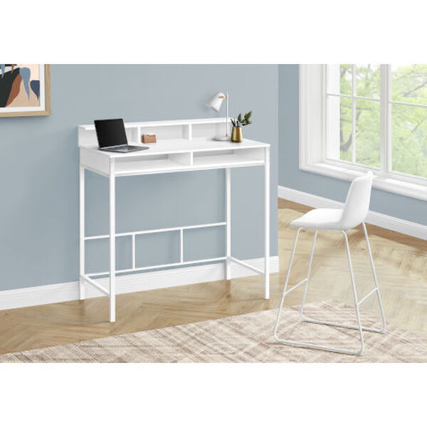 White Standing Height Computer Desk, image 2