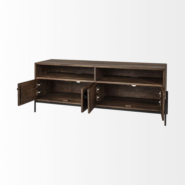 Glen Brown Solid Wood TV Stand Media Console with Storage, image 6