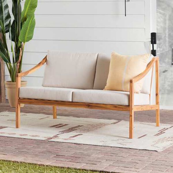 Cologne Natural Outdoor Curved Arm Loveseat, image 1
