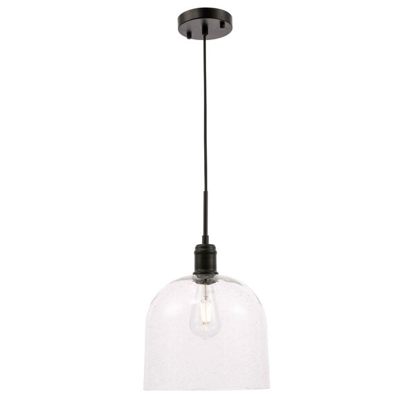 Gabe Black 10-Inch One-Light Pendant with Clear Seeded Glass, image 1