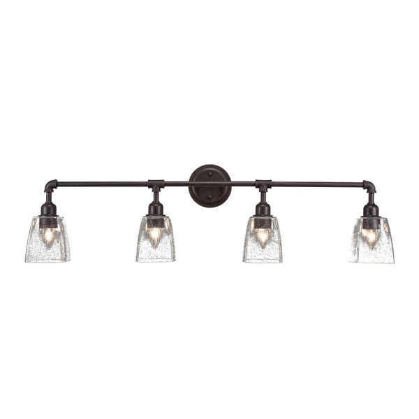 Vintage Dark Granite Four-Light Bath Vanity with Clear Bubble Glass, image 1