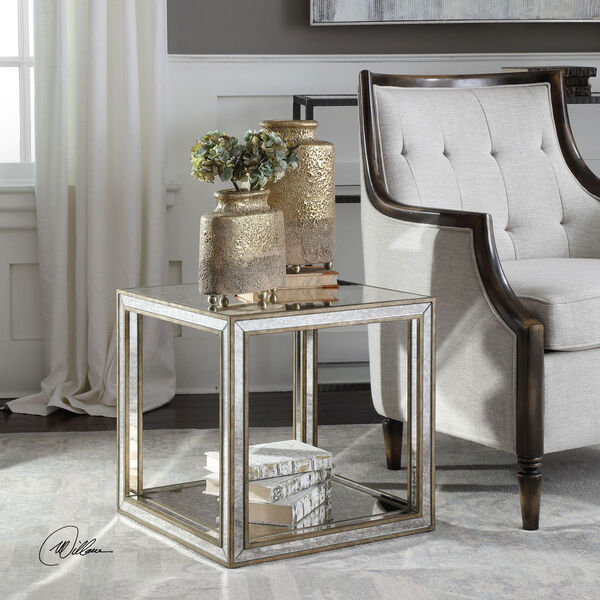 Julie Mirrored Accent Table, image 2
