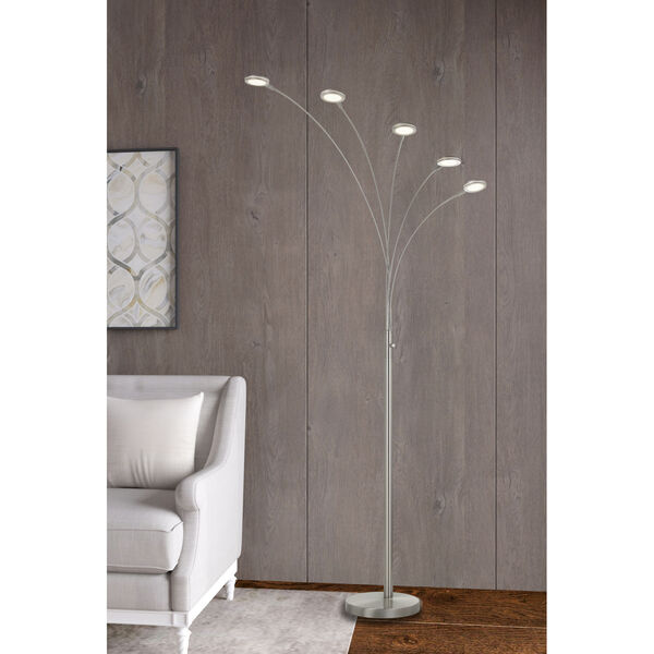 Cremona Brushed Steel Five-Light LED Floor Lamp, image 2