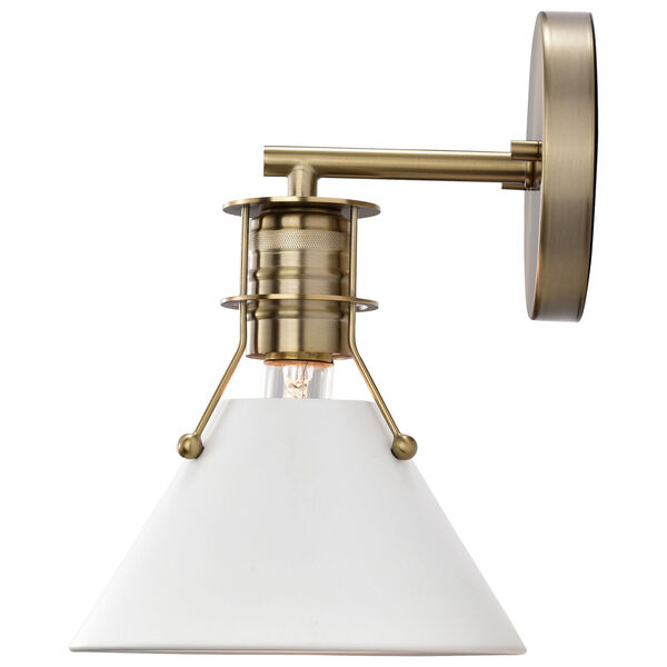 Outpost Matte White and Burnished Brass One-Light Wall Sconce, image 3