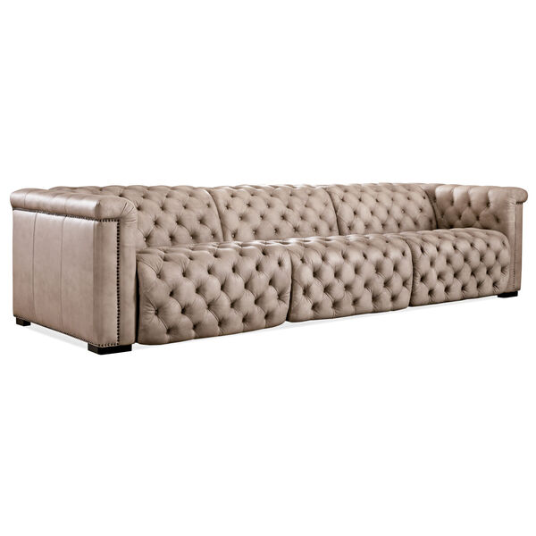 Brown 123-Inch Sectional Sofa with Power Headrest, image 1