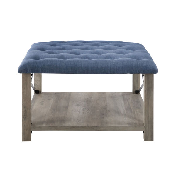 Blue 30-Inch Tufted Ottoman, image 1