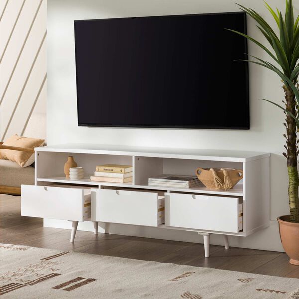 Ivy White Three-Drawer Solid Wood TV Stand, image 8