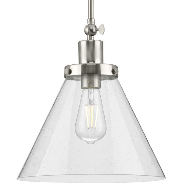 P500324-009: Hinton Brushed Nickel One-Light Pendant with Clear Seeded Glass, image 1