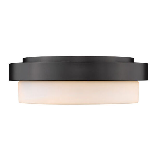 Matte Black 13-Inch Two-Light Flush Mount with Opal Glass, image 3