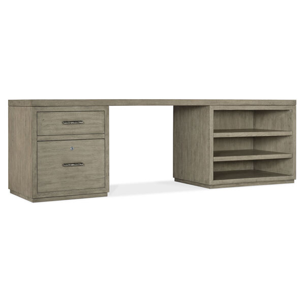 Linville Falls Smoked Gray 96-Inch Desk with One File and Open Desk Cabinet, image 1