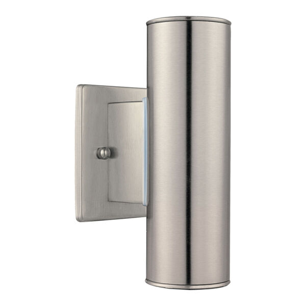 Riga Stainless Steel Two-Light Outdoor Sconce with Clear Shade, image 1