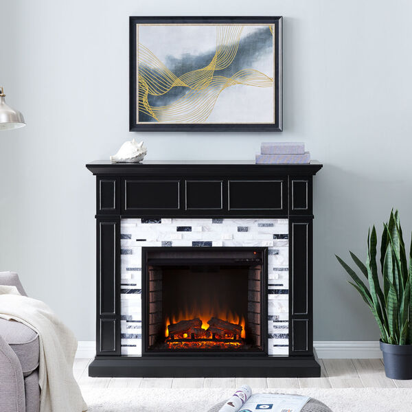 Drovling Black Marble Electric FIreplace, image 1