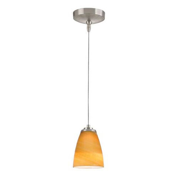 Low Voltage Brushed Nickel One Light Mini Pendant with Desert Sand Glass, image 1