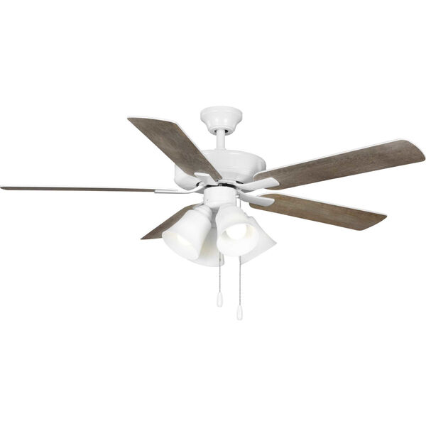 AirPro E-Star White Four-Light LED 52-Inch Ceiling Fan with Etched White Glass Light Kit, image 1