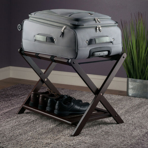 Remy Cappuccino Luggage Rack with Shelf, image 6