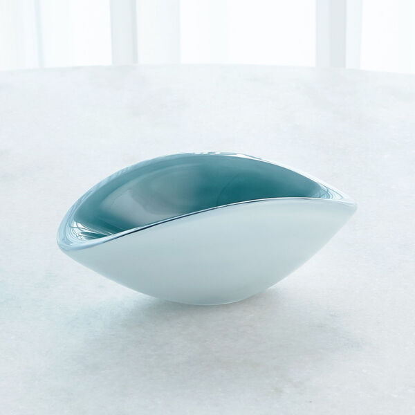 White and Azure Pinched Cased Glass Bowl, image 3