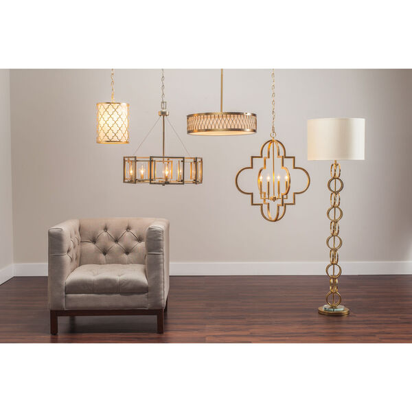Linden White Gold Five-Light Chandelier with Clear Glass Shade, image 2