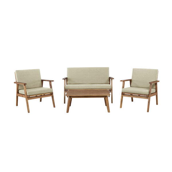 Eero Outdoor Chat 4-Piece Seating Set with Natural Cushions, image 1