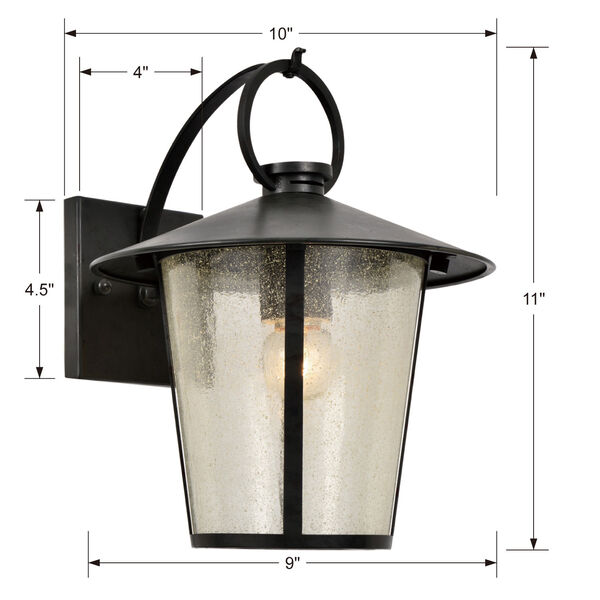 Andover Matte Black One-Light Outdoor Wall Mount, image 3