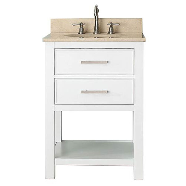Brooks White 24-Inch Vanity Combo with Galala Beige Marble Top, image 1