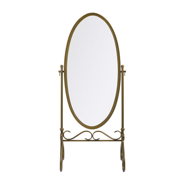 Clarisse Antique Gold Oval Cheval Mirror with Metal Frame, image 4