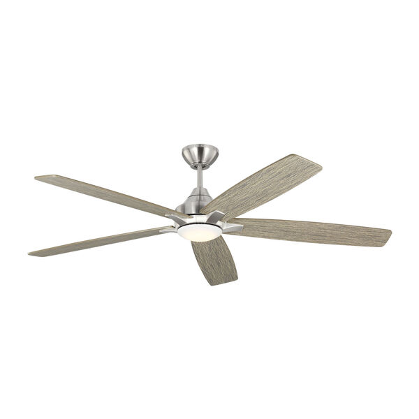 Lowden Brushed Steel 60-Inch Indoor/Outdoor Integrated LED Ceiling Fan with Light Kit, Remote Control and Reversible Motor, image 1