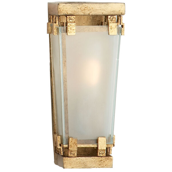 Exum Petite Sconce in Gilded Iron with Frosted Glass by Thomas O'Brien, image 1