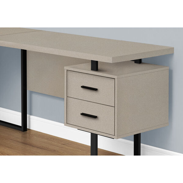 Taupe and Black 71-Inch L-Shaped Computer Desk, image 3
