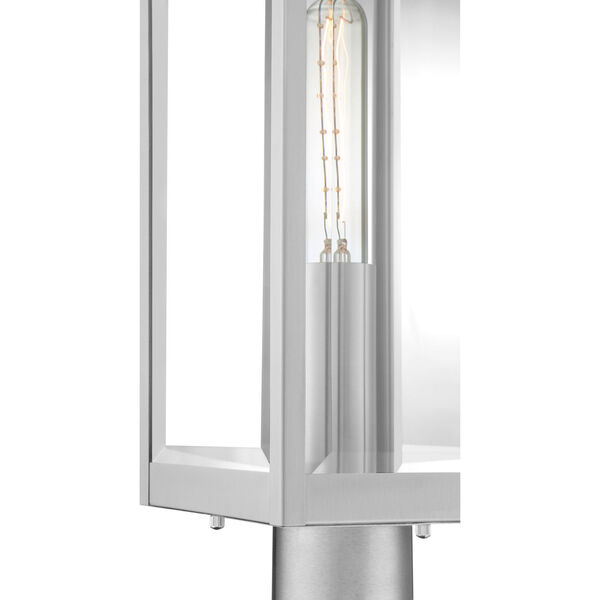 Westover Stainless Steel One-Light Outdoor Post Lantern with Transparent Beveled Glass, image 4