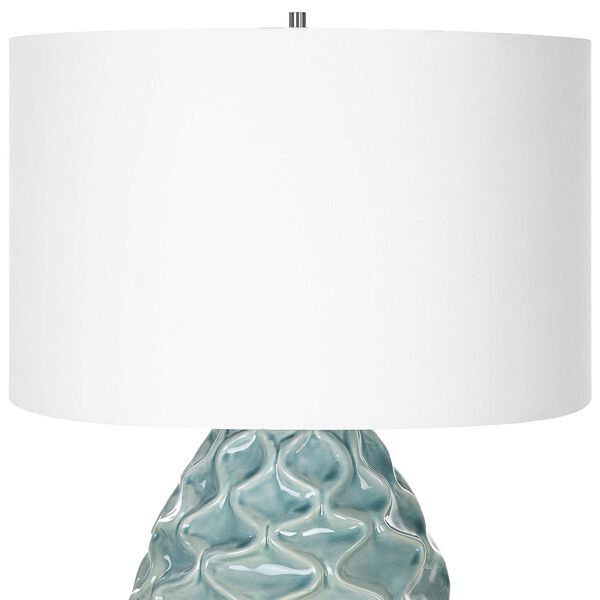 Laced Up Sea Foam and White Glass Table Lamp, image 6