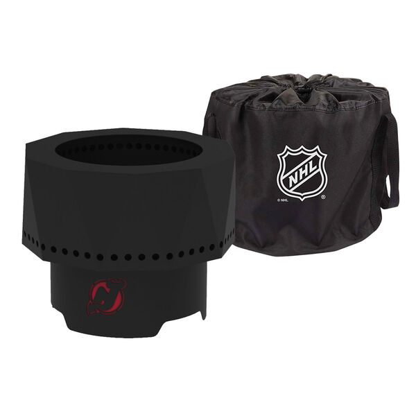 NHL New Jersey Devils Ridge Portable Steel Smokeless Fire Pit with Carrying Bag, image 1