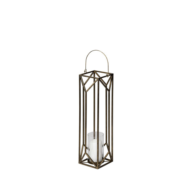 Ivy Gold 30-Inch Geometric Cage Candle Holder, image 1