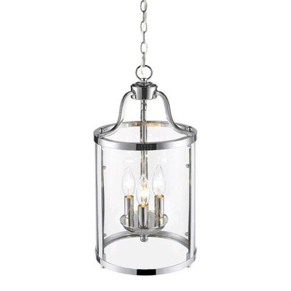 Payton Chrome Three-Light Pendant with Clear Glass, image 3