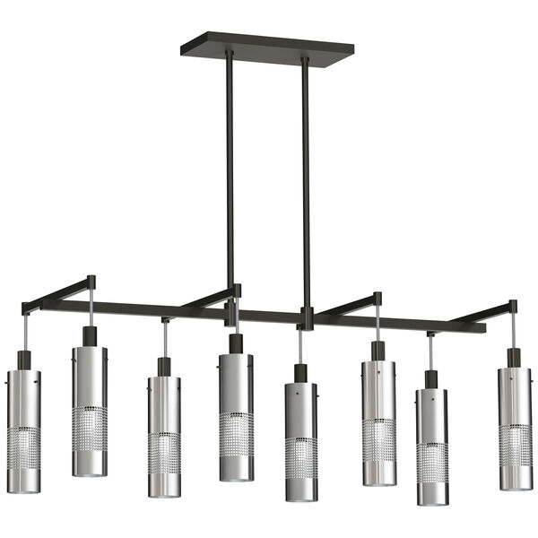 Grid 3 Coal and Brushed Nickel Eight-Light Pendant, image 1