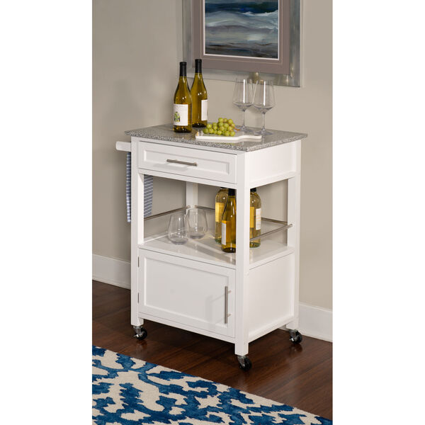 Dylan White Kitchen Cart with Granite Top, image 5