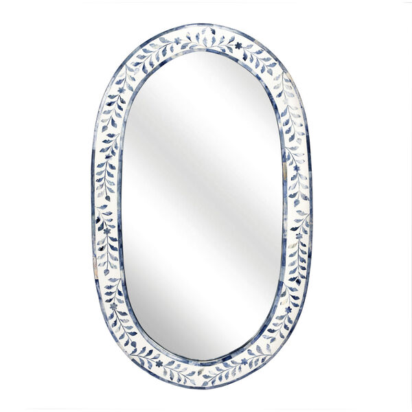 Trubadur Blue and White Bone Oval Wall Mirror, image 1