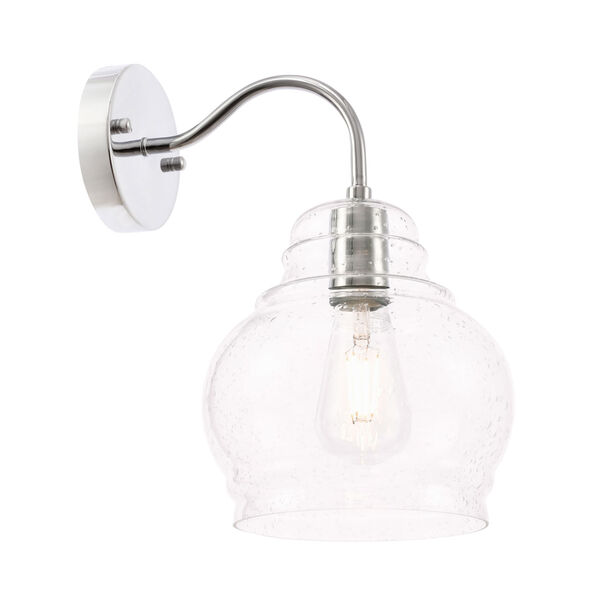 Pierce Chrome Eight-Inch One-Light Wall Sconce with Clear Seeded Glass, image 1