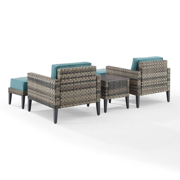 Prescott Five-Piece Outdoor Wicker Armchair Set with Side Table and Ottoman, image 4