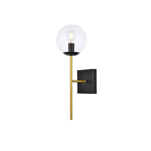 Neri Black and Brass and Clear One-Light Bath Vanity, image 3