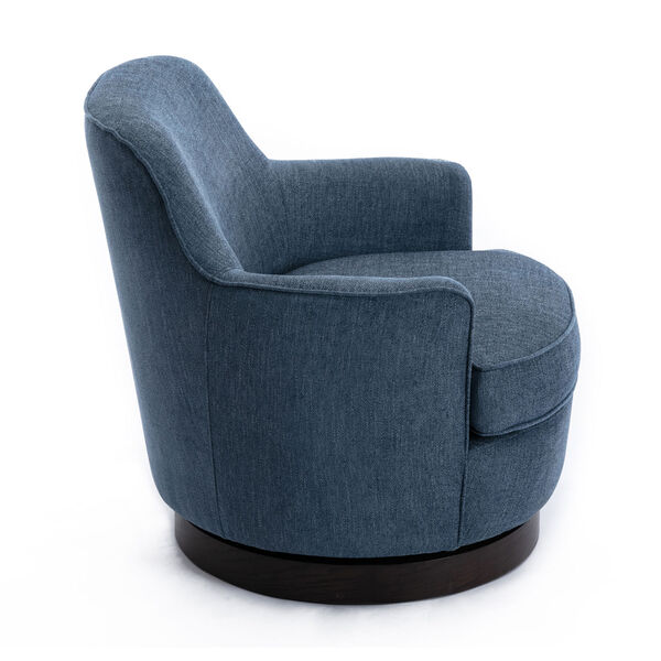 Reese Cadet Blue and Black Wooden Base Swivel Chair, image 3