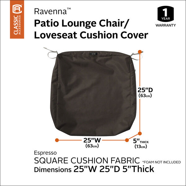 Maple Espresso 25 In. x 25 In. Square Patio Seat Cushion Slip Cover, image 3