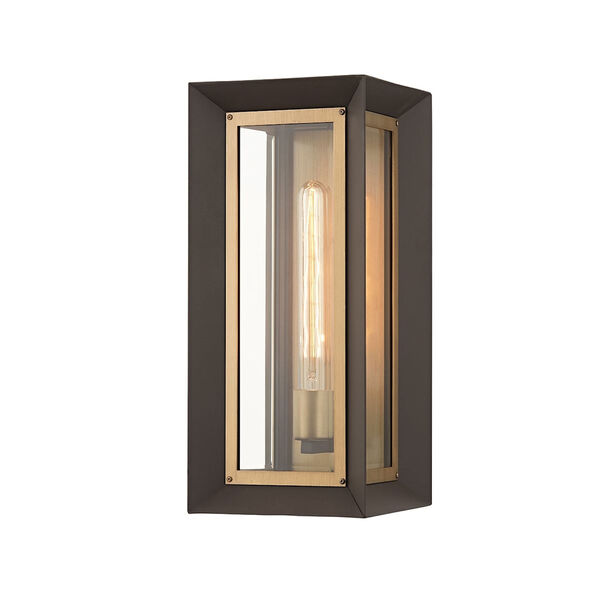 Lowry Textured Bronze and Patina Brass One-Light Eight-Inch Outdoor Wall Sconce, image 1