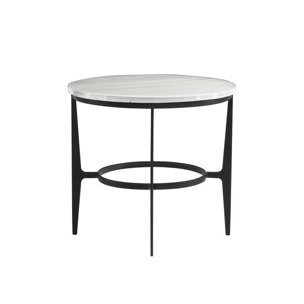 Freestanding Occasional Blackened and Marble Faux Marble and Solid Steel End Table, image 3