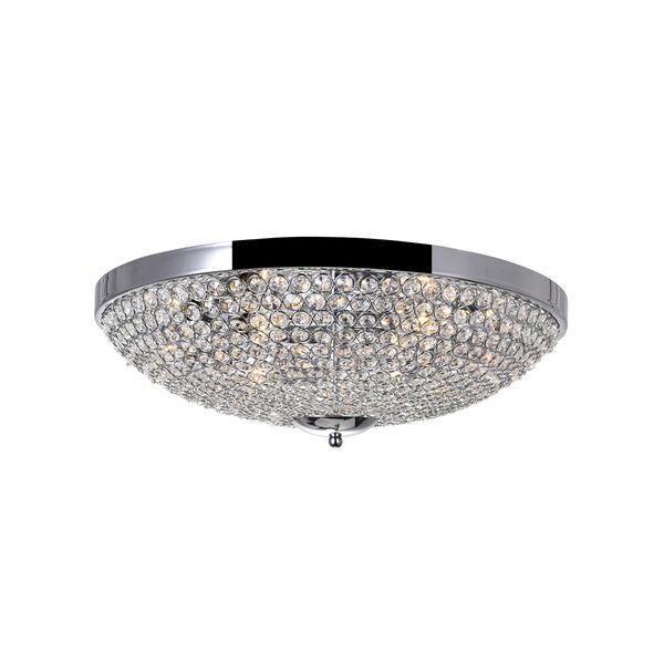 Globe Chrome Six-Light Bowl Flush Mount with K9 Clear Crystals, image 6