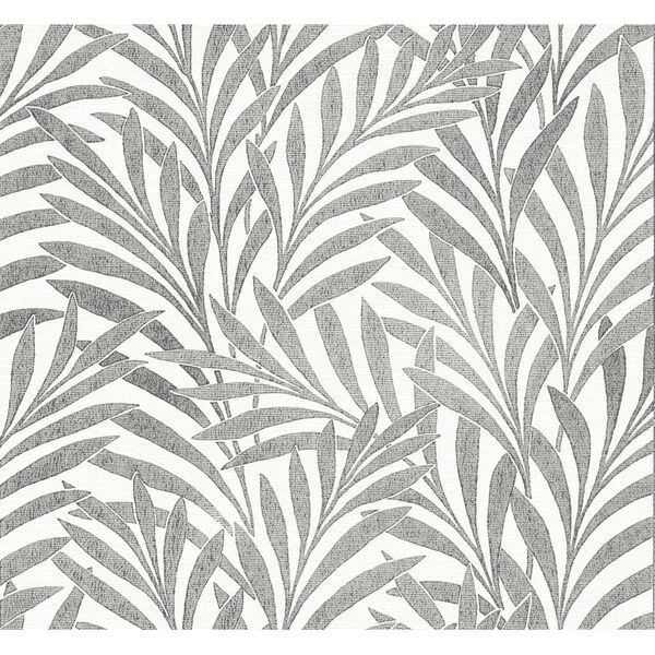 Ronald Redding Handcrafted Naturals Cream and Black Tea Leaves Stripe Wallpaper, image 3