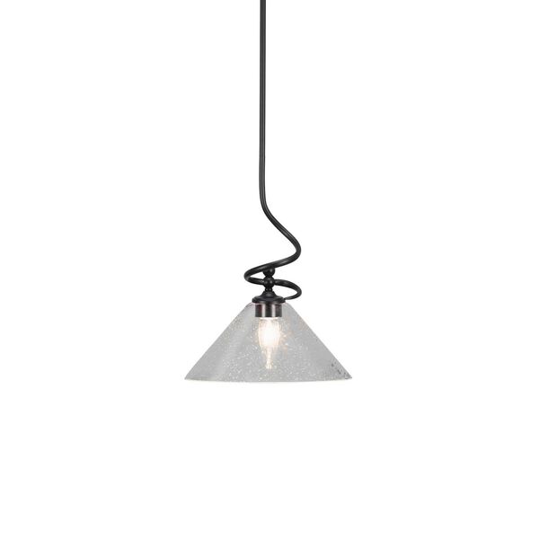 Capri Matte Black One-Light Pendant with 10-Inch Clear Bell Bubble Glass, image 1