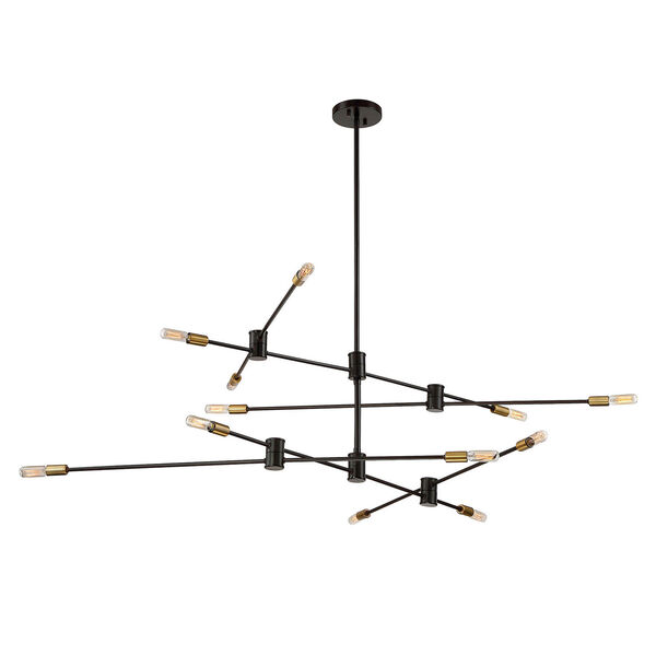 Uptown Bronze with Brass Accents 12-Light Chandelier, image 3
