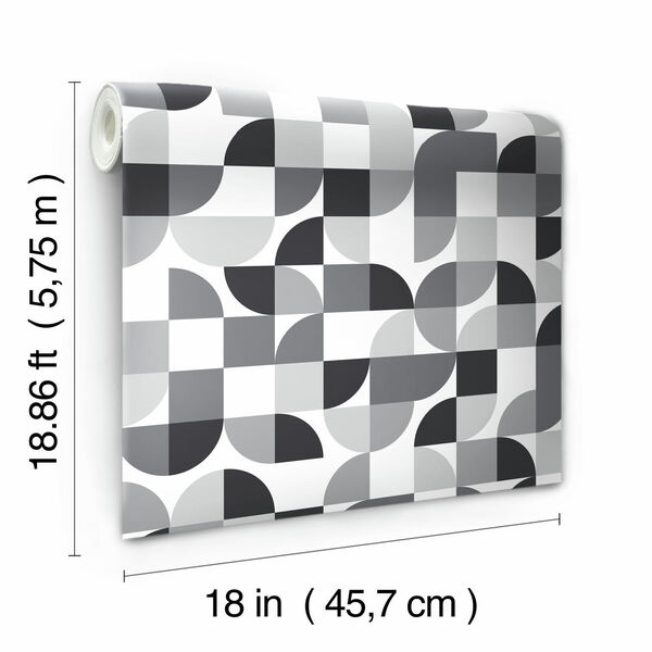 Black Mid-Century Geometric Peel and Stick Wallpaper, image 6
