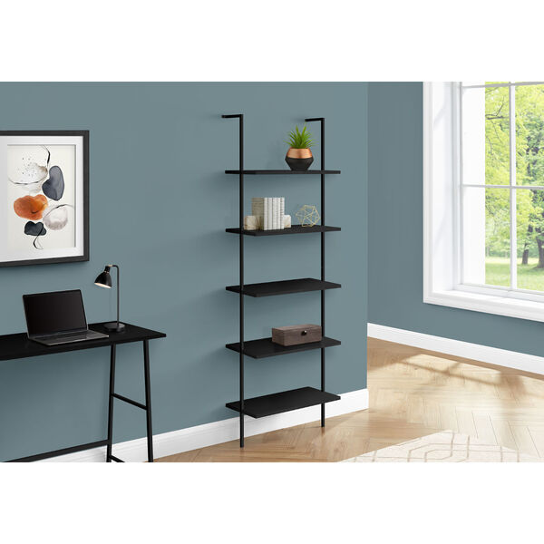 Black Ladder Bookcase with Five Shelves, image 2